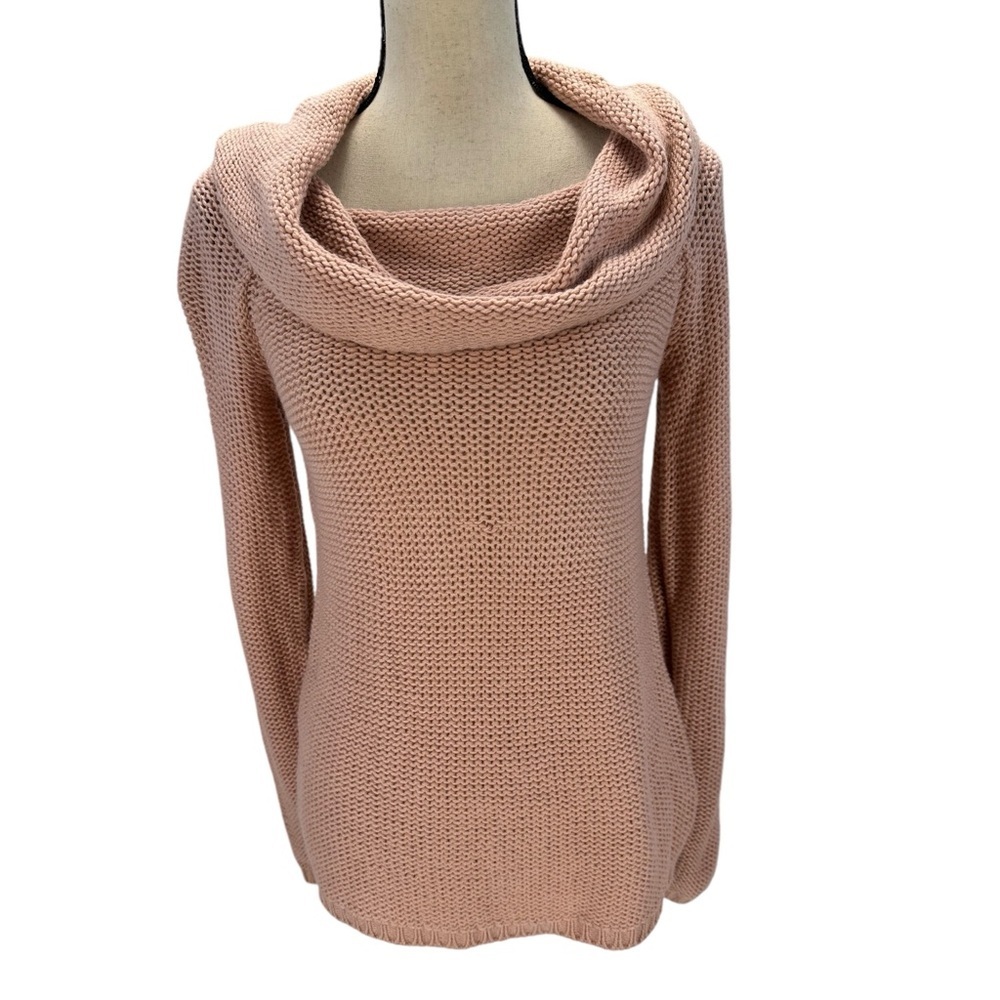 Freshman Long Sleeve Cowl Neck Sweater - Rose Pink